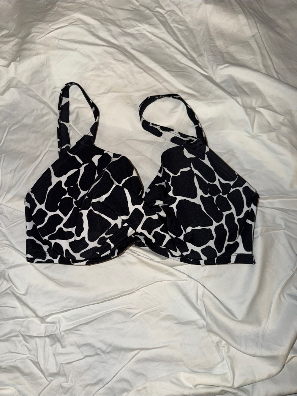 Black & White Giraffe Patterned Underwire Bra Top